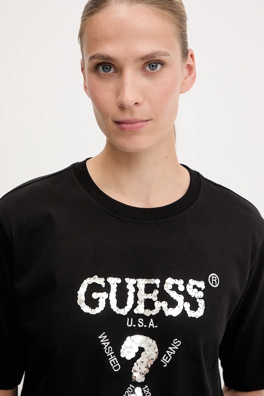 Бавовняна футболка Guess AURLIE чорний V4YI06.I3Z14