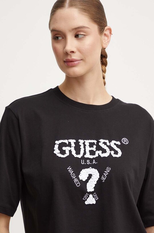 Бавовняна футболка Guess AURLIE чорний V4YI06.I3Z14