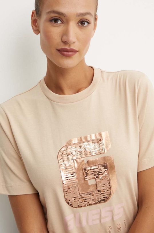 Guess t-shirt bawełniany INS regular beżowy V4YI07.I3Z14