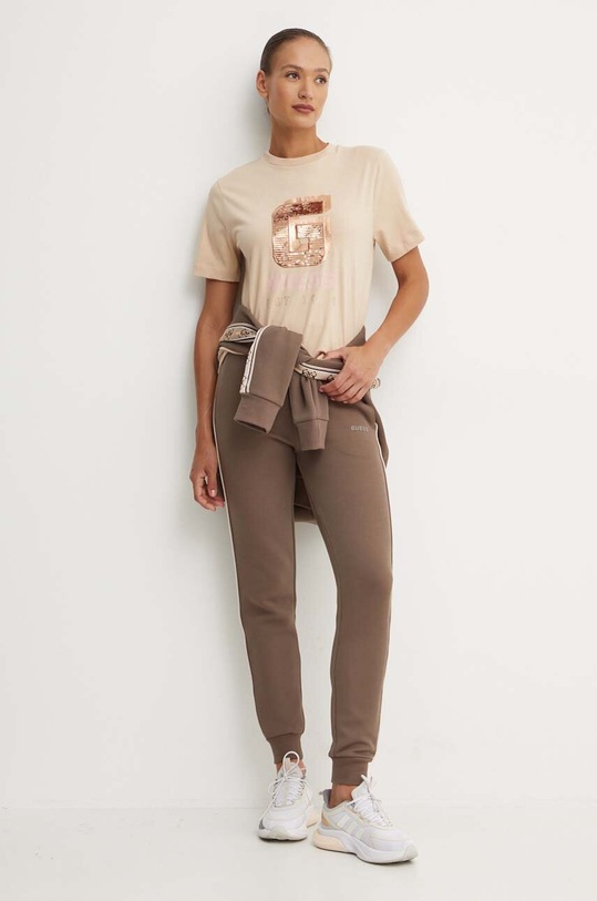 Guess t-shirt bawełniany INS V4YI07.I3Z14 beżowy AW24
