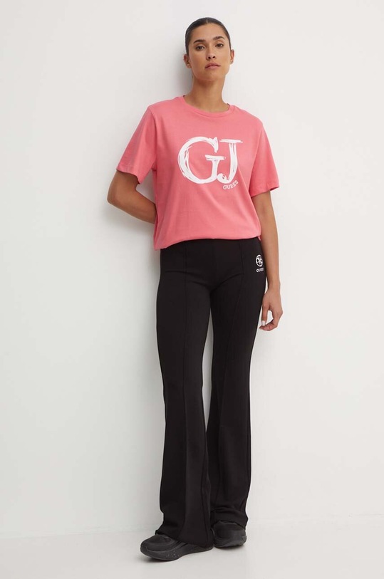 Guess t-shirt bawełniany SARA V4YI01.K8FQ4 różowy AW24