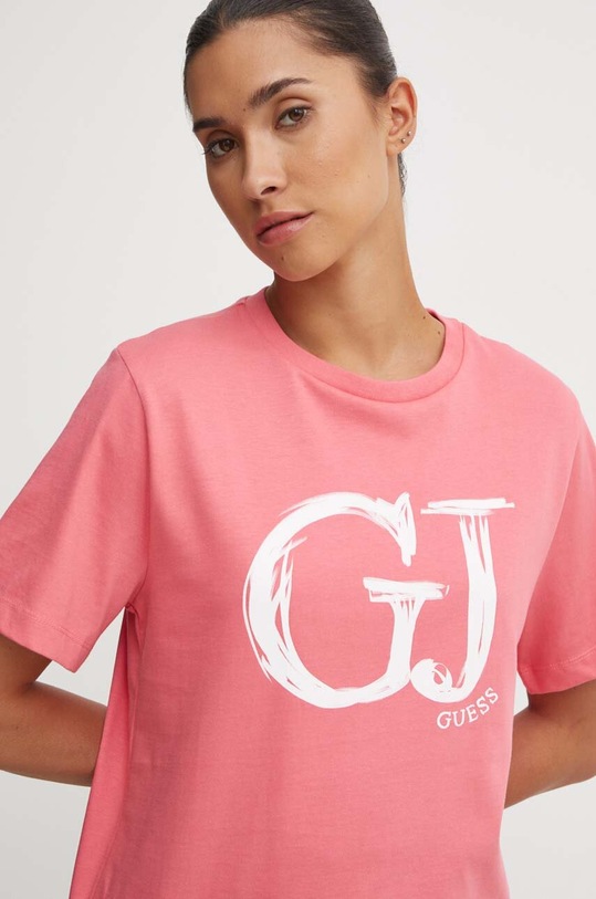 Guess t-shirt bawełniany SARA różowy V4YI01.K8FQ4