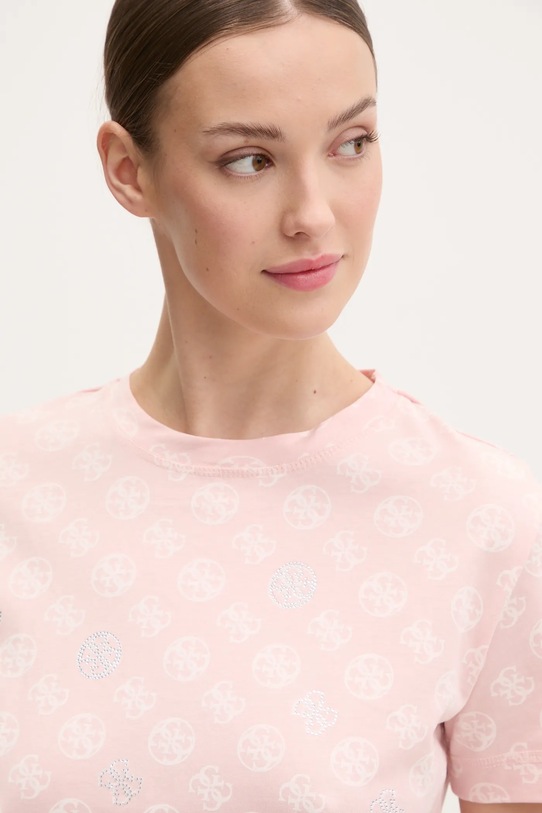Хлопковая футболка Guess NOMIE розовый V4YI04.I3Z14