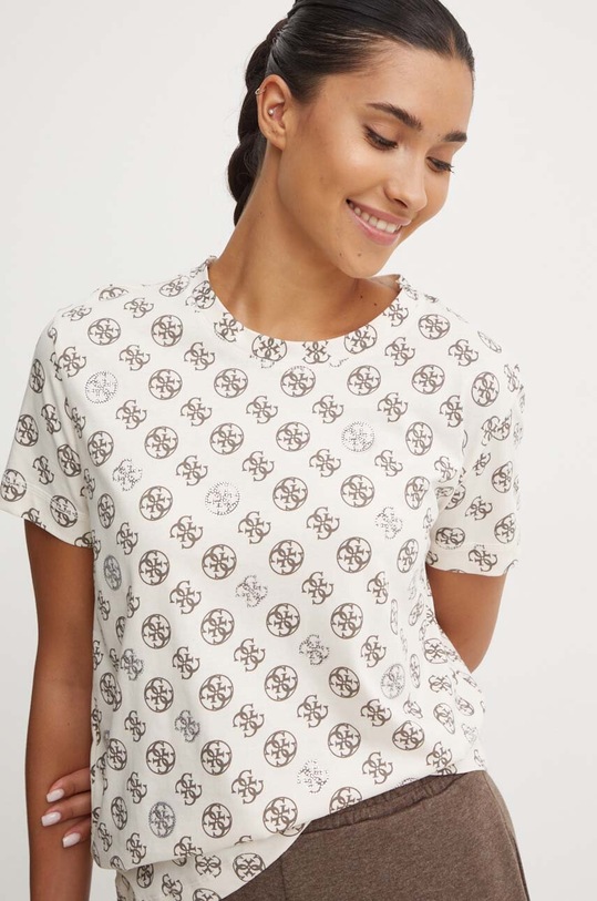 Guess t-shirt bawełniany NOMIE beżowy V4YI04.I3Z14