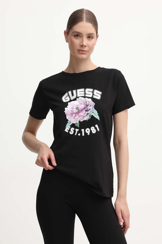 Guess tricou PEONY negru V4YI15.J1314