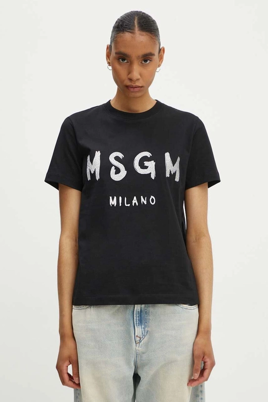 MSGM t-shirt bawełniany nadruk czarny 3441MDM510G.237002