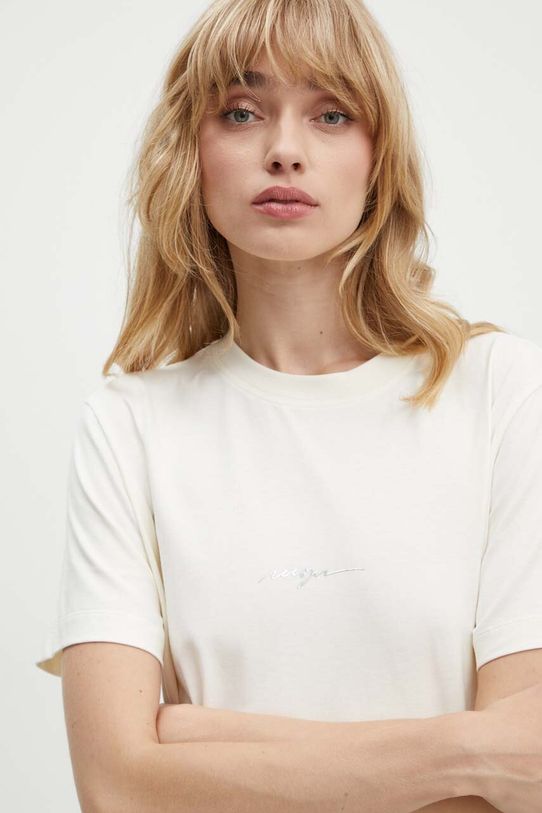 MSGM t-shirt bawełniany bawełna beżowy 3741MDM143.247798