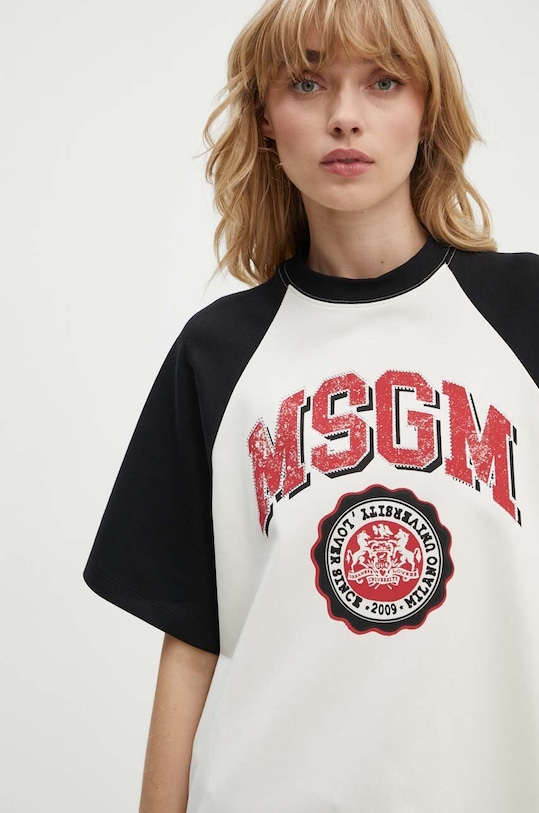 MSGM tricou din bumbac imprimeu bej 3741MDM86.247798