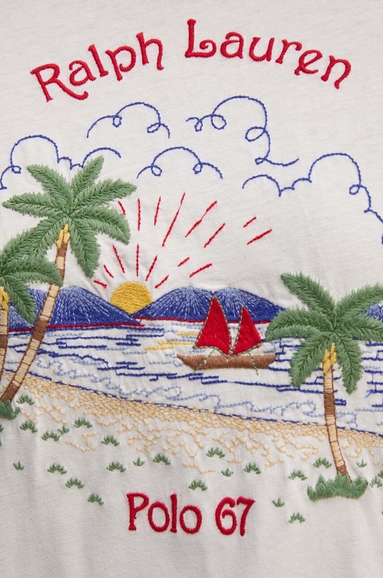Tričko s příměsí lnu Polo Ralph Lauren 211935617 béžová