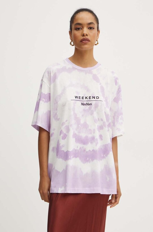 Weekend Max Mara t-shirt bawełniany nadruk biały 2425946041600