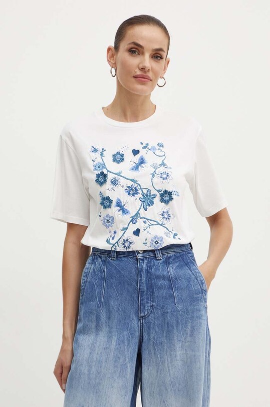 Weekend Max Mara t-shirt bawełniany regular biały 2425976041600