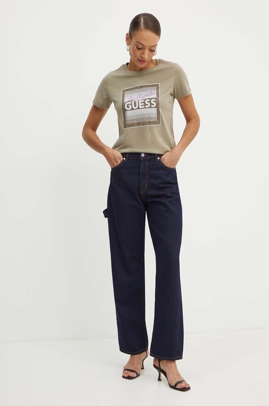 Бавовняна футболка Guess W4YI17.I3Z14 зелений AW24