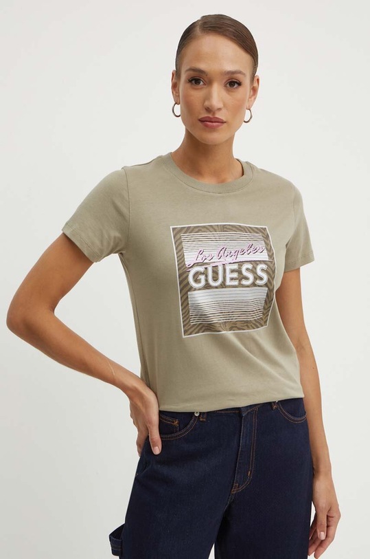 Бавовняна футболка Guess зелений W4YI17.I3Z14