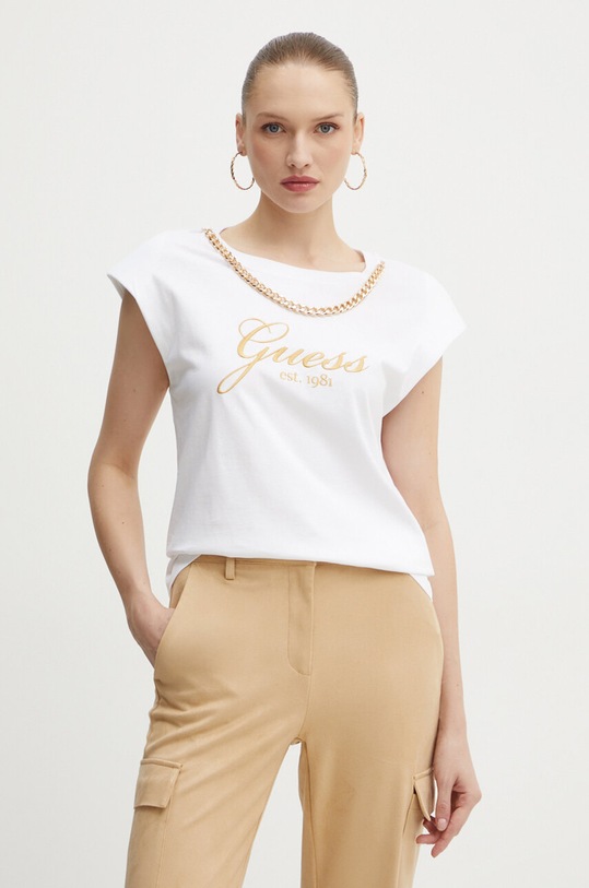 Guess t-shirt in cotone CRYSTAL applique bianco W4YI16.I3Z14