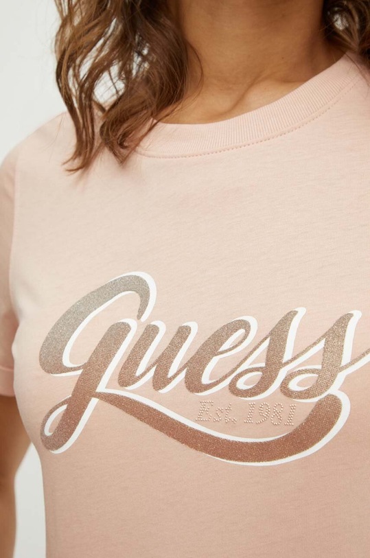 Guess t-shirt bawełniany GLITTERY W4YI09.JA914 pomarańczowy