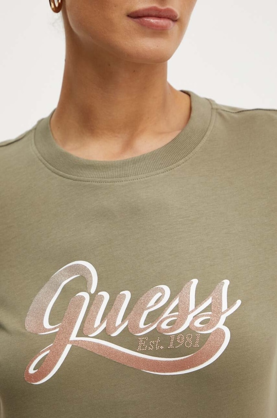 Guess t-shirt bawełniany GLITTERY W4YI09.JA914 zielony