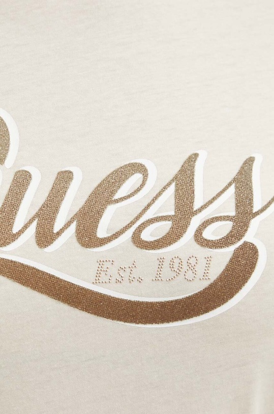 Guess t-shirt bawełniany GLITTERY W4YI09.JA914 beżowy