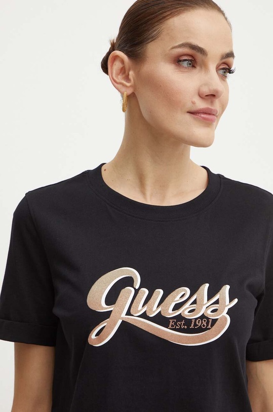 Guess t-shirt bawełniany GLITTERY czarny W4YI09.JA914
