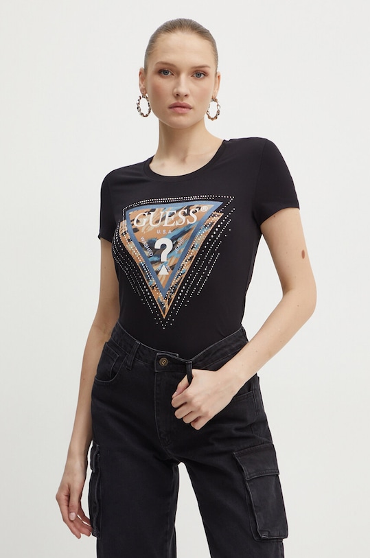 Guess t-shirt LEO sovrastampa nero W4YI15.J1314