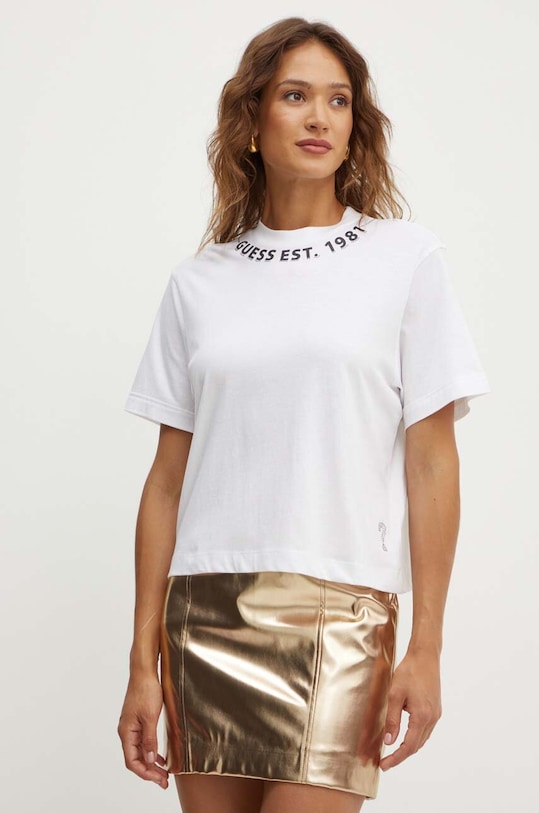 Guess t-shirt bawełniany nadruk biały W4YI14.JA914