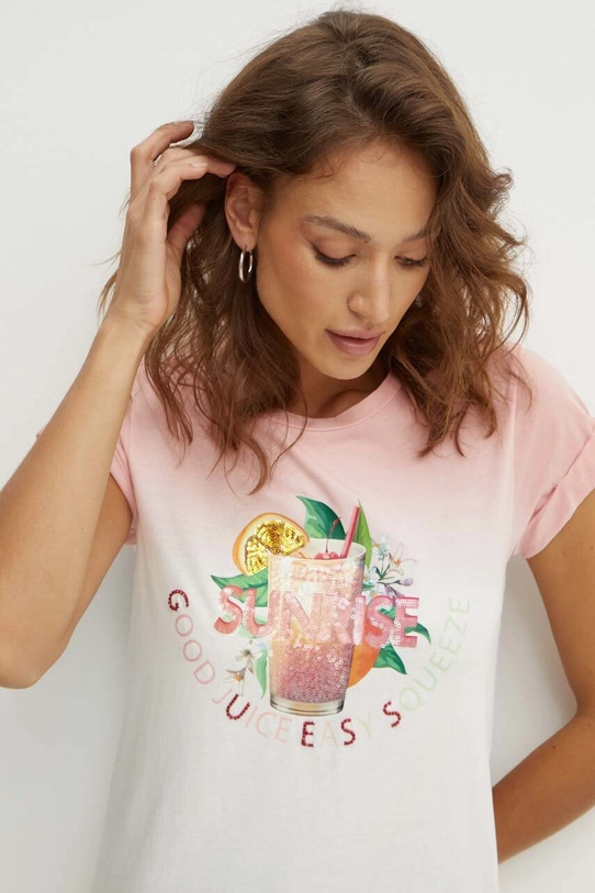 Guess tricou din bumbac SUNRISE DRINK imprimeu multicolor W4YI44.K9RM1