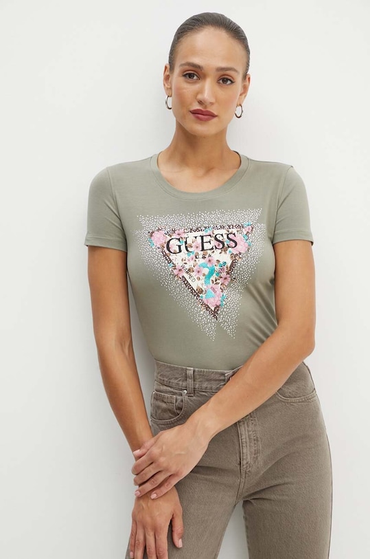 Guess t-shirt CHERRY FLOWER regular zielony W4YI26.J1314