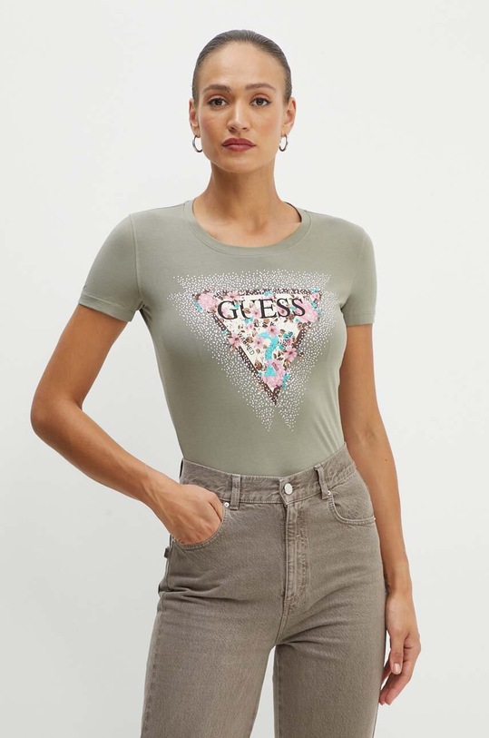 Guess t-shirt CHERRY FLOWER zielony W4YI26.J1314