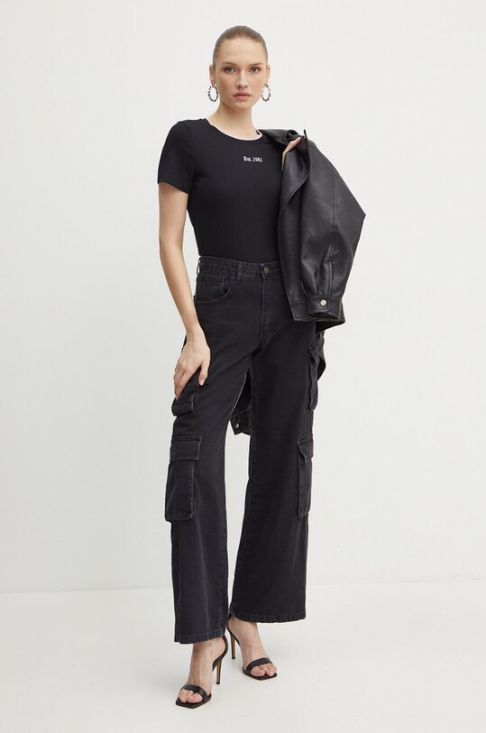 Guess t-shirt bawełniany TWEED W4YI27.I3Z14 czarny AW24