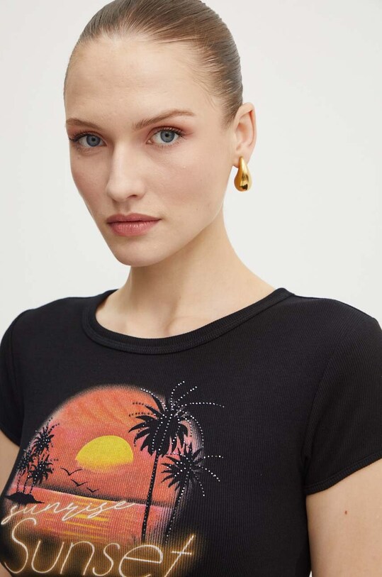 Guess tricou SUNSET negru W4YI54.KA0H1