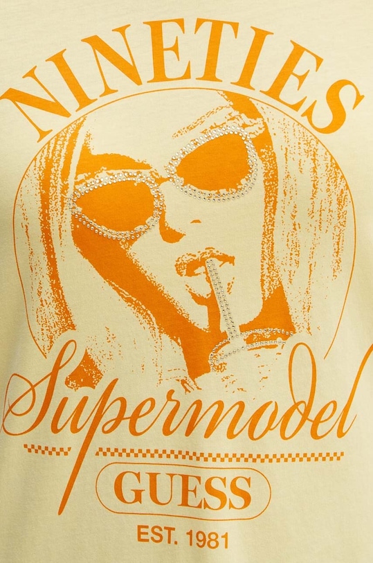 Бавовняна футболка Guess SUPERMODEL W4YI55.K9RM1 жовтий