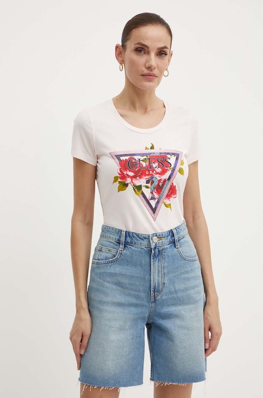 Guess t-shirt ROSES W4YI71.J1314 różowy AW24