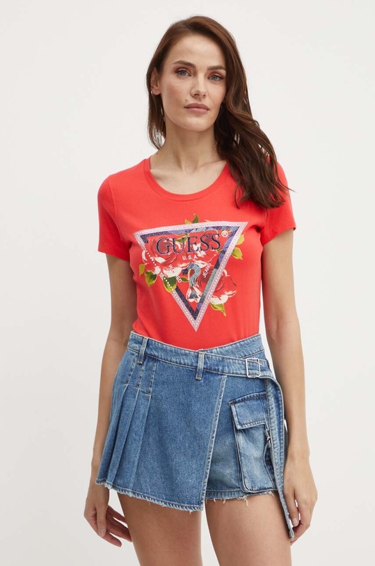 Guess t-shirt ROSES W4YI71.J1314 czerwony AW24