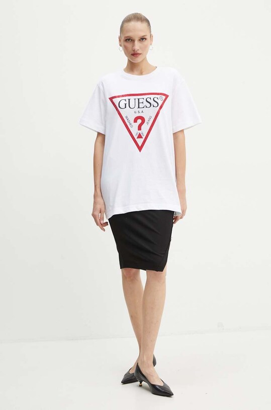 Guess t-shirt bawełniany SHINY W4YI34.I3Z14 biały AW24