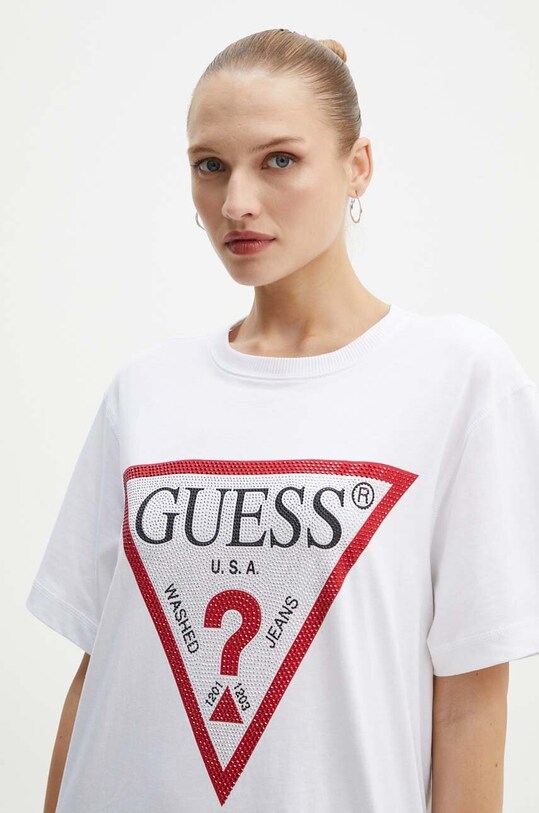 Guess tricou din bumbac SHINY alb W4YI34.I3Z14