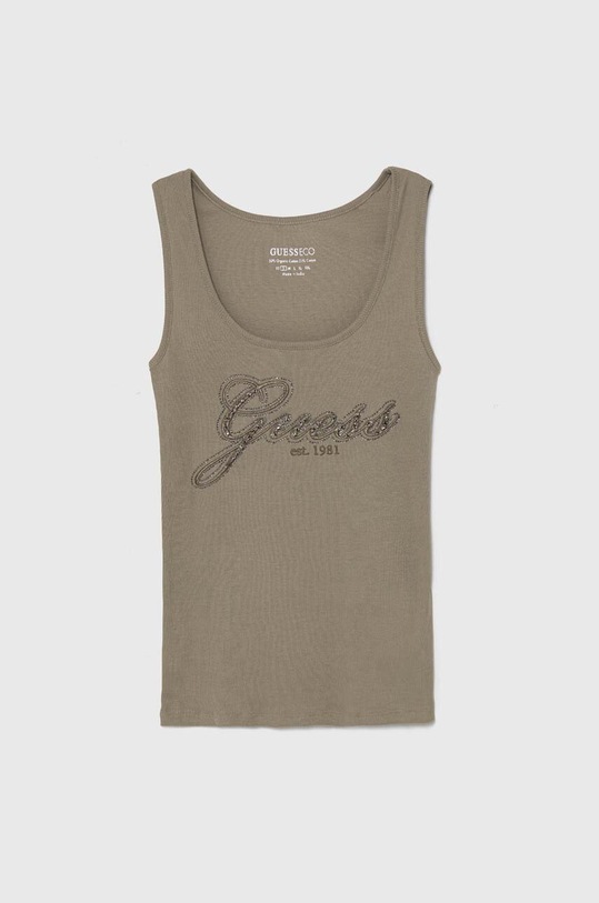 Guess top bawełniany aplikacja zielony W4YP25.K1814