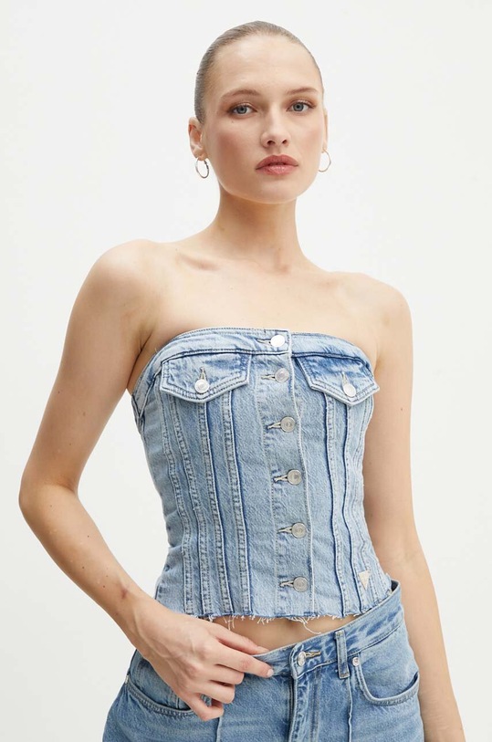 Guess top din denim SOFIA uni albastru W4YH19.D5DD6