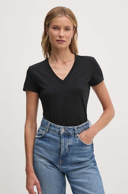 Pamučna majica Armani Exchange Planet friendly crna 6DYT01.YJ8QZ