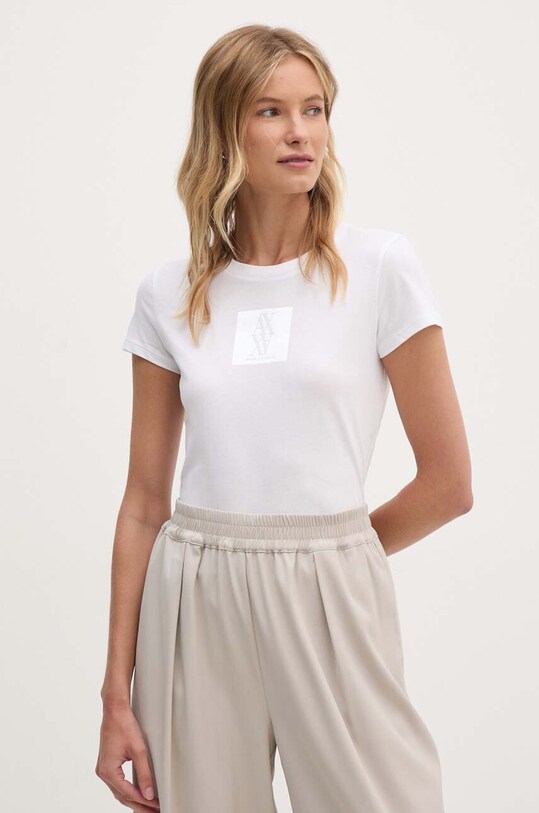 Armani Exchange t-shirt bawełniany nadruk biały 6DYT03.YJ3RZ