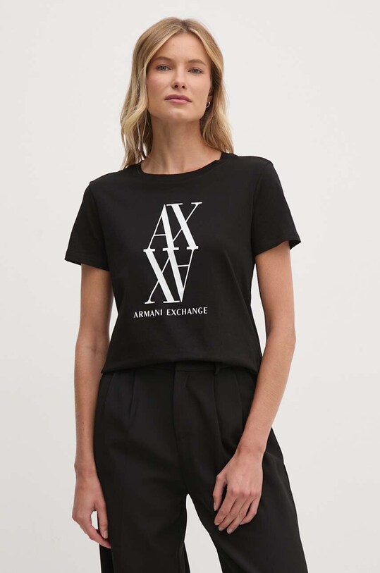 Armani Exchange t-shirt bawełniany nadruk czarny 6DYT04.YJG3Z