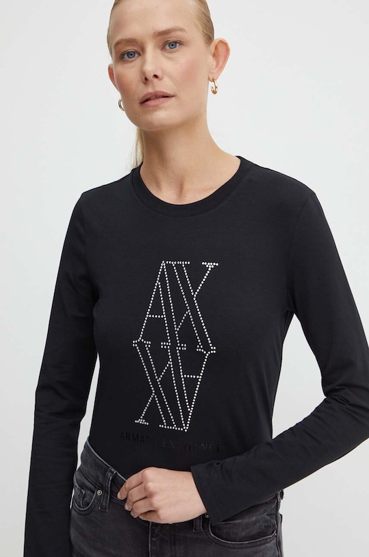 Armani Exchange longsleeve imprimeu negru 6DYT05.YJDTZ