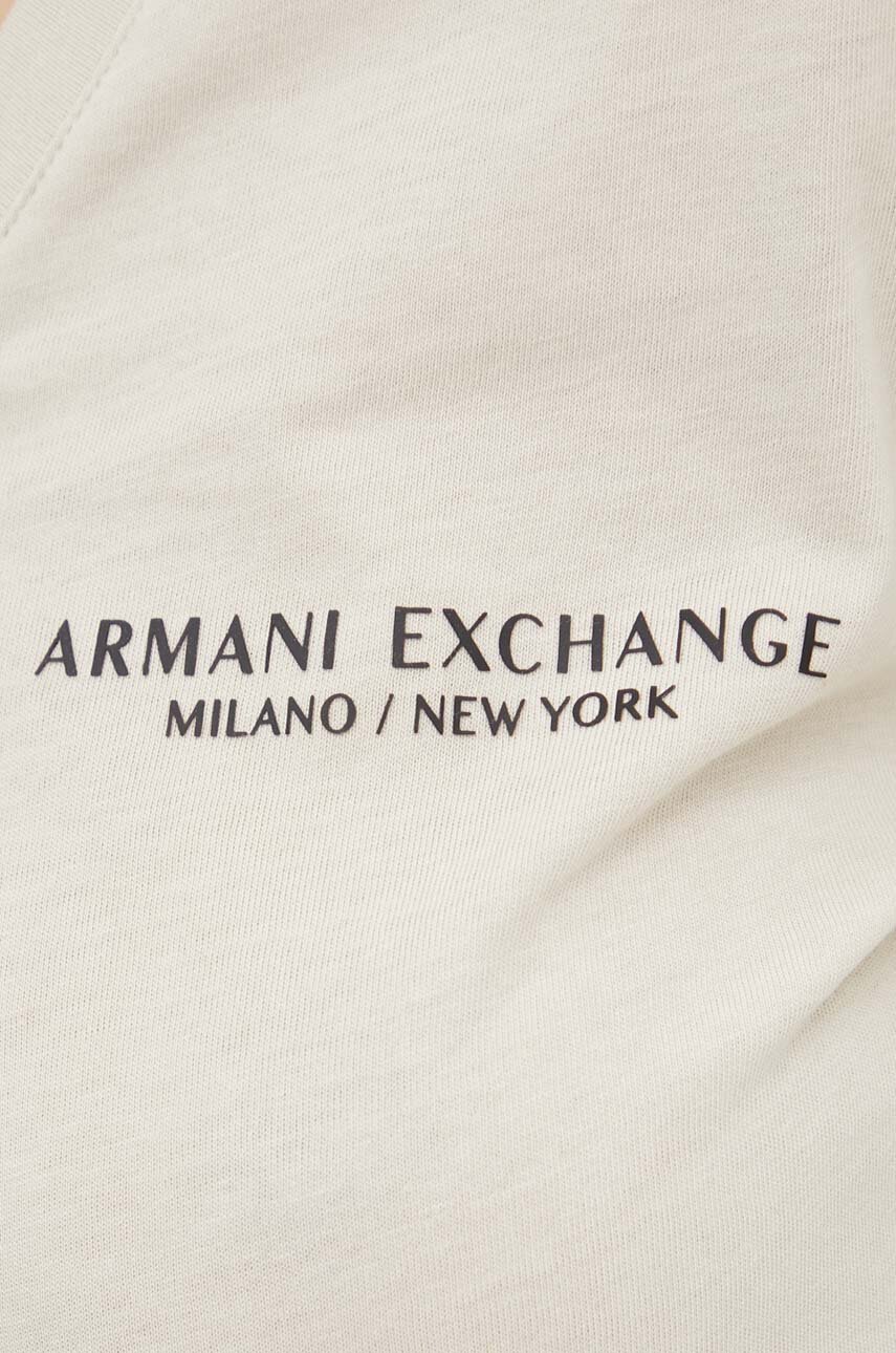 Bombažna majica z dolgimi rokavi Armani Exchange bež 8NYT89.YJG3Z