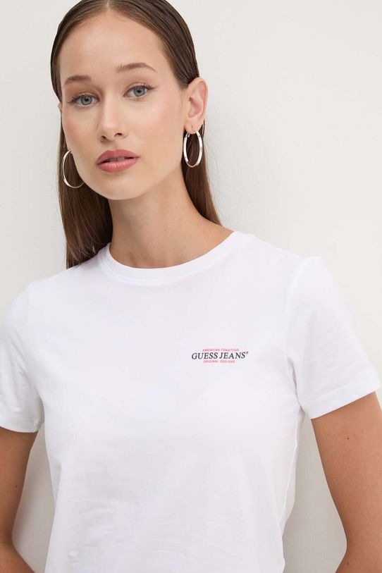 Guess Jeans tricou print alb W4YI02.J1314