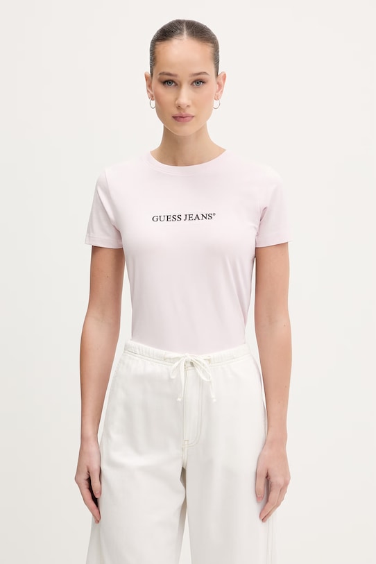 Tričko Guess Jeans slim růžová W4YI03.J1314