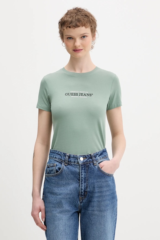 Guess Jeans t-shirt z elastanem turkusowy W4YI03.J1314