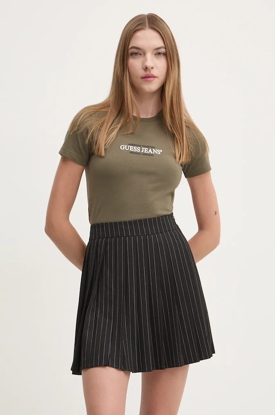 Tričko Guess Jeans slim zelená W4YI03.J1314