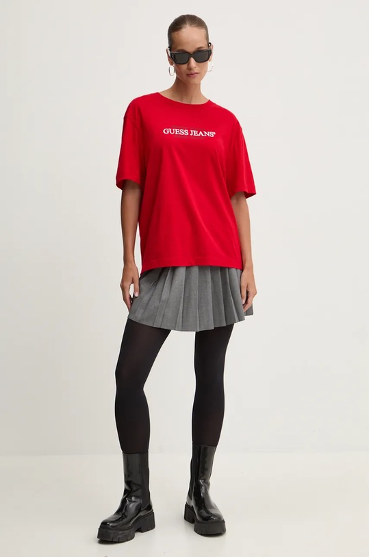 Guess Jeans t-shirt bawełniany W4YI08.K8HM0 czerwony SS25