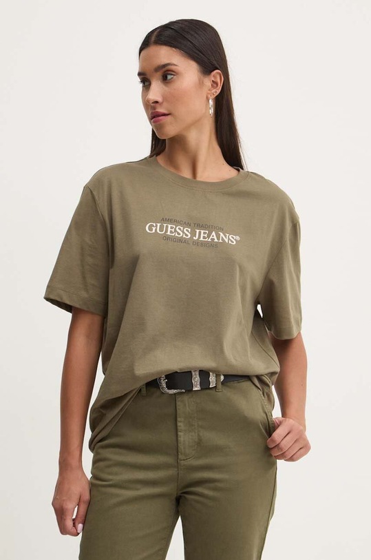 Guess Jeans tricou din bumbac print verde W4YI08.K8HM0