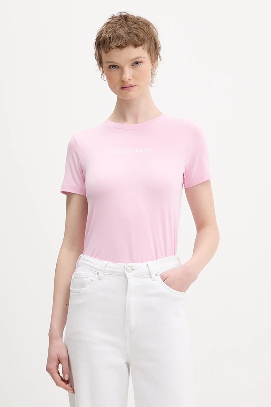 Μπλουζάκι Guess Jeans ροζ W4YI01.J1314