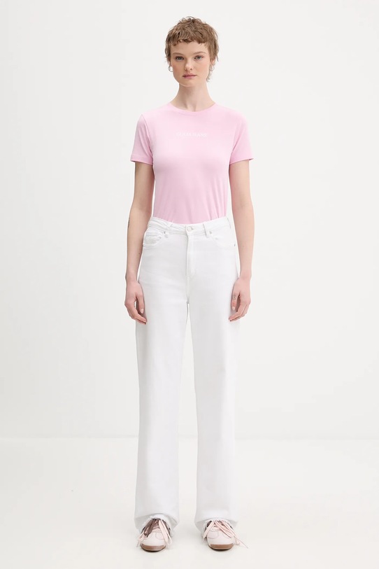 Μπλουζάκι Guess Jeans W4YI01.J1314 ροζ AW25