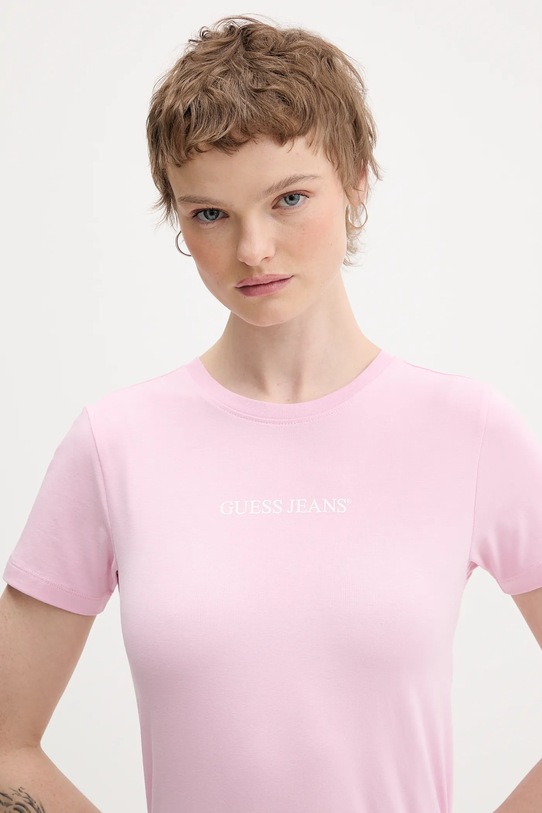 Μπλουζάκι Guess Jeans ροζ W4YI01.J1314
